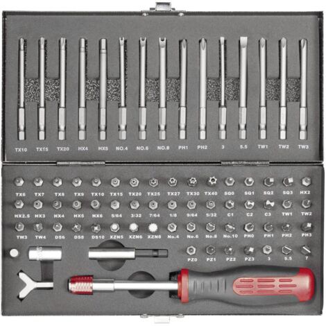 Toolcraft – Jeu d'embouts 820952 75 pièces – Empreintes 1/4' et Torx – Alliage d'acier spécial – Longueur 25mm et 75mm – Coffret en acier robuste - HT02183
