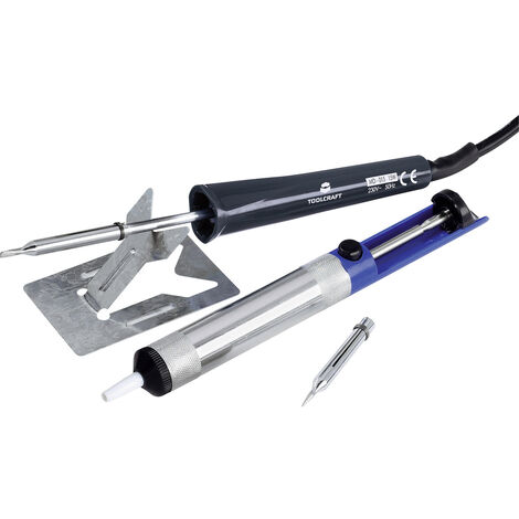 TOOLCRAFT MD-015PP Lötkolben-Set 230 V 15 W Bleistiftform, Meißelform inkl. Ablage, inkl. Entlötsau
