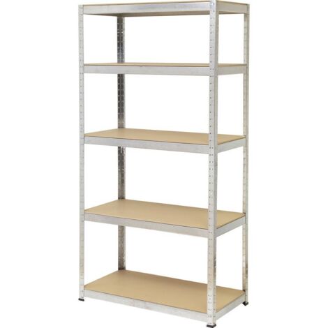 Toolcraft – Rayonnage lourd 2265279 265 kg – Dimensions 900 x 1800 x 450 mm – Métal et MDF – Montage sans vis pour garages et caves