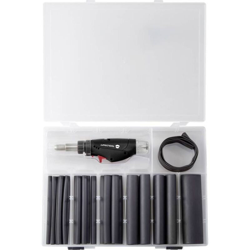 Toolcraft - TC-HSK-27 Kit de tourillonnage, set de gaines thermorétractables avec mini-brûleur à gaz chaud 1300 °c.