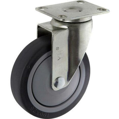 TOOLCRAFT TO-5137917 Lenkrolle TPR 100 mm mit Anschraubplatte  Tragfähigkeit (max.): 65 kg