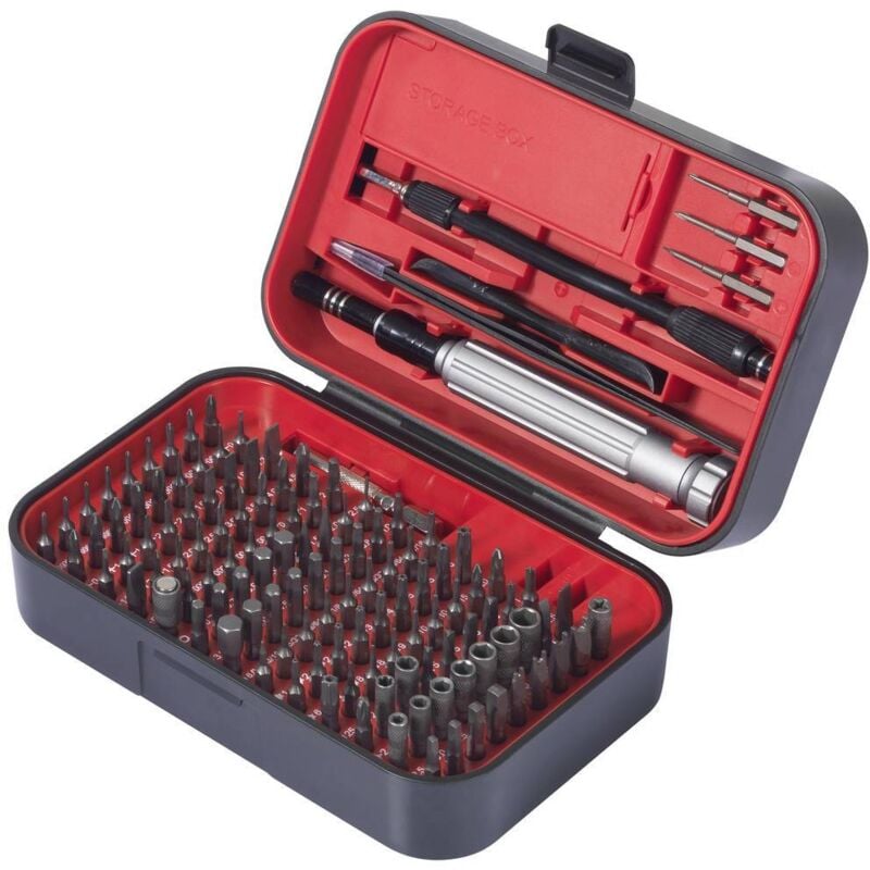 TOOLCRAFT TO-9407052 Jeu d'embouts 150 pièces cruciforme Phillips, vis Pozidriv, 6 pans extérieurs, hexagonal, Tri-Wing