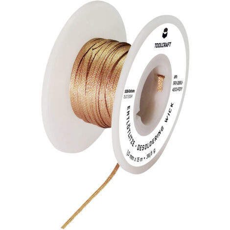 TOOLCRAFT TO-9658950 Entlötlitze Länge 15 m Breite 1.5 mm Flussmittel getränkt