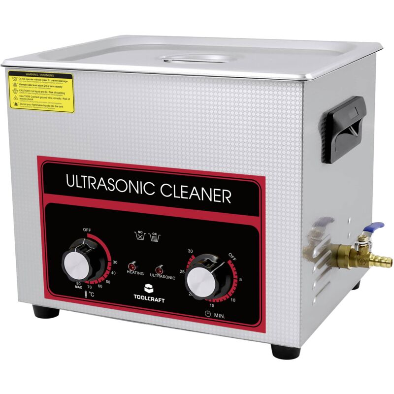 TOOLCRAFT USC-1000 Nettoyeur à ultrasons pour l'atelier, pour bijoux, pour fournitures de bureau 440 W 10 l avec chauffage, avec panier de nettoyage