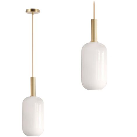 Toolight – Lampe suspendue 1-point de lumière E27 – Or blanche – Dimensions 16x16x27 cm – Hauteur réglable jusqu'à 107 cm – Pour espaces modernes - 16X16X27-107CM