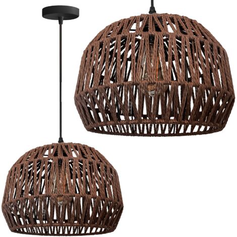 Toolight – Lampe suspendue métal et jute marron – Hauteur 220mm – Longueur 300mm – Culot E27 – Alimentation 220V-240V – 1 point lumineux - APP1292-1CP