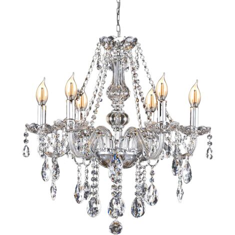 Toolight – Lustre cristal chrome 6 points de lumière E14 – Dimensions 67,5 x 67,5 x 62 cm – Surface résistante aux rayures - 6-POINTS