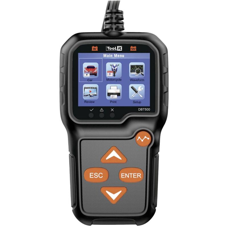 Toolit DBT500 Testeur de batterie de voiture 6 v, 12 v test de batterie, contrôle alternateur, surveillance de la charg