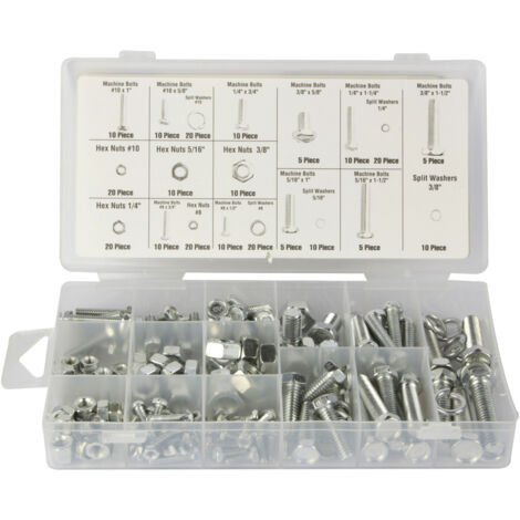 Toolland 240-teiliges Schrauben und Muttern Set, verzinkter Stahl mit Federringen, Sortimentskasten mit Fächern, ideal für Auto Sanitär Werkstatt Haushalt M4 bis M10 verschiedene Größen