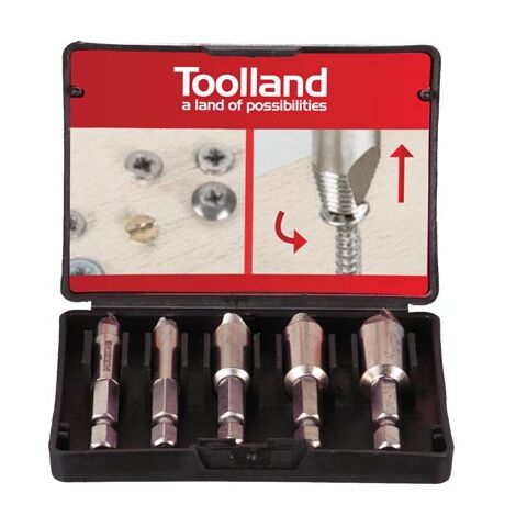 Toolland Juego de extracción de Tornillos, 5 Piezas, eliminando Tornillos dañados, Adecuado para máquinas de Taladro