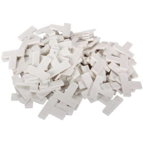Toolland Lot de 100 croisillons autonivelants en T, plastique, blanc, espacement 10 mm