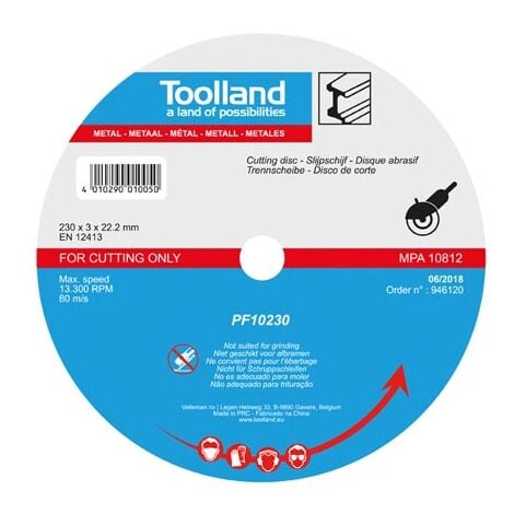 Toolland PF10230 accesorio para amoladora angular Corte del disco