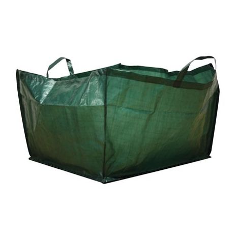 Toolland – Sac à déchets 190 L – Polyester vert – Forme carrée – Poignées robustes pour transport facile – Pliable pour rangement pratique