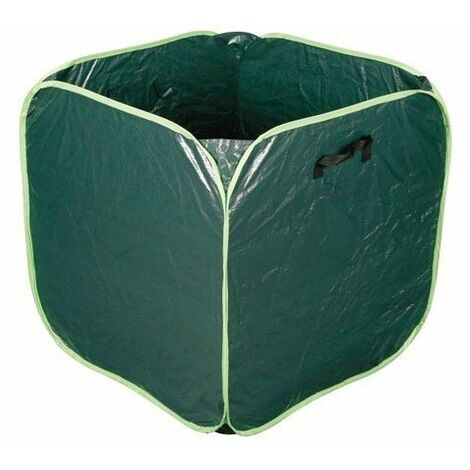Toolland Sac à déchets de jardin, forme carrée, polyester, vert/blanc, 290 L