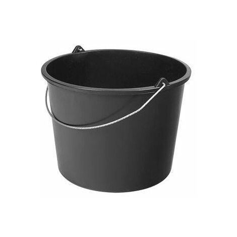 Toolland Seau de chantier, rond, plastique, noir, 12 L