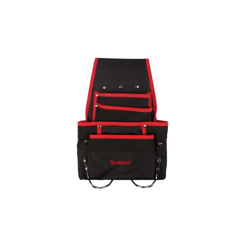Toolland Soporte de Terk para cinturón, nylon, con 10 bolsillos, 2 bucles de herramientas, negro/rojo