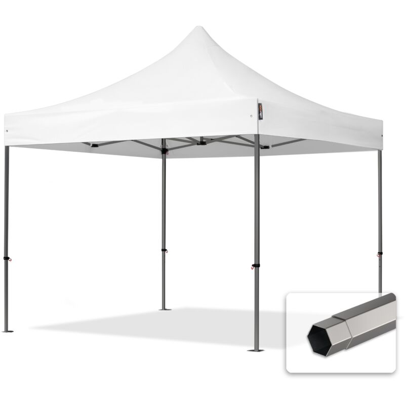 Toolport 3x3 M Pvc 800 Pop Up Gazebo Party Tent Premium Steel 40 Mm, Fire Resistant, White