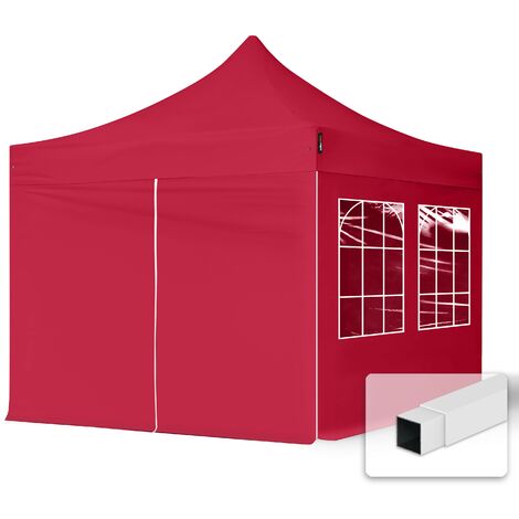 TOOLPORT 3x3m Gazebo plegable - 4 paneles laterales Gazebo plegable de acero Carpas de fiesta en el jardín rojo