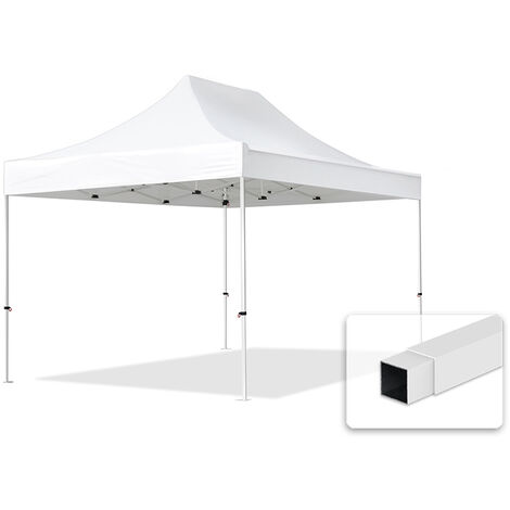 TOOLPORT 3x4,5m Gazebo plegable sin paneles laterales Gazebo plegable de acero Carpas de fiesta en el jardín blanco