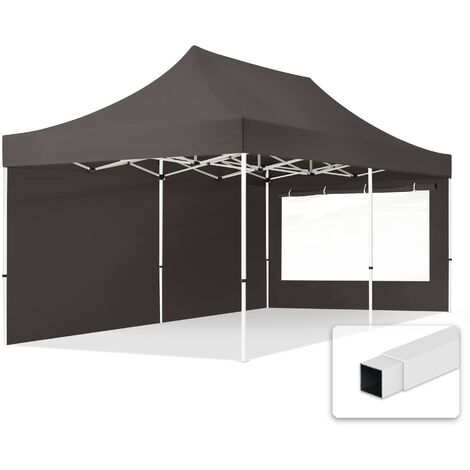 TOOLPORT 3x6m Gazebo plegable - 2 paneles laterales (panorámica) Gazebo plegable de acero Carpas de fiesta en el jardín gris