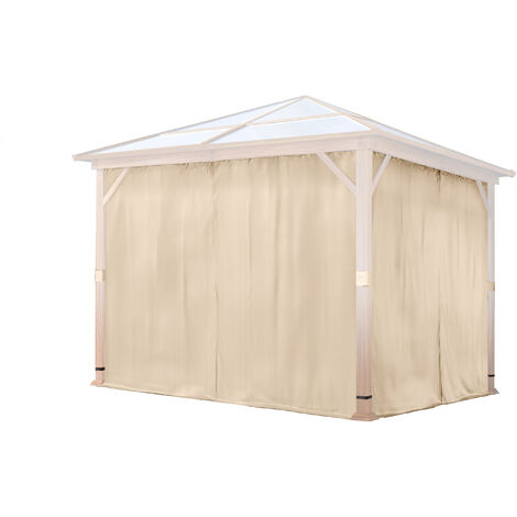 TOOLPORT 4 Seitenteile für Gartenpavillon Forest Deluxe 3x3 m - Polyester ca. 180 g/m² - mit Reißverschluss - champagner