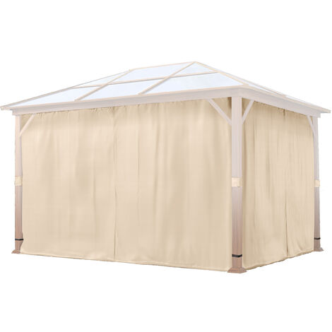 TOOLPORT 4 Seitenteile für Gartenpavillon Forest Deluxe 3x4 m - Polyester ca. 180 g/m² - mit Reißverschluss - champagner
