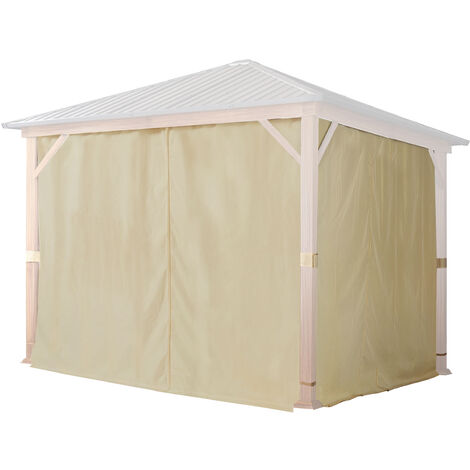 TOOLPORT 4 Seitenteile für Gartenpavillon Forest Superior 3x3 m - Polyester ca. 180 g/m² - mit Reißverschluss - champagner