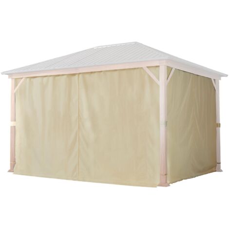 TOOLPORT 4 Seitenteile für Gartenpavillon Forest Superior 3x4 m - Polyester ca. 180 g/m² - mit Reißverschluss - champagner