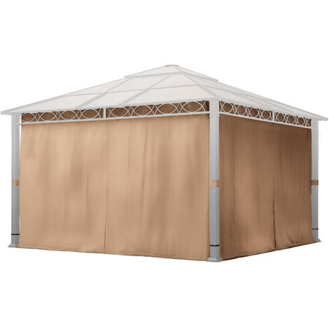 TOOLPORT 4 Seitenteile für Gartenpavillon Rendezvous Deluxe 4x4 m - Polyester ca. 160 g/m² - mit Reißverschluss - Cappuccino