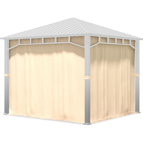 TOOLPORT 4 Seitenteile für Gartenpavillon Sunset Superior 3x3 m - Polyester ca. 180 g/m² - mit Reißverschluss - champagner