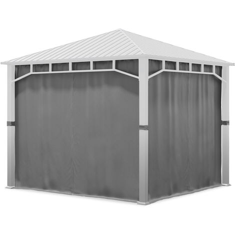 TOOLPORT 4 Seitenteile für Gartenpavillon Sunset Superior 3x3 m - Polyester ca. 180 g/m² - mit Reißverschluss - grau