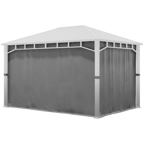 INTENT24 TOOLPORT 4 Seitenteile für Gartenpavillon Sunset Superior 3x4 m - Polyester ca. 180 g/m² - mit Reißverschluss - grau