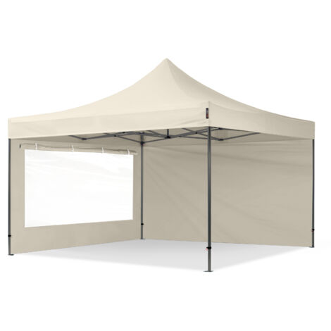 TOOLPORT 4x4m PES 750 Pop up gazebo party tent PREMIUM Steel 40 mm, incl. Sidewalls with Panorama Windows, cream