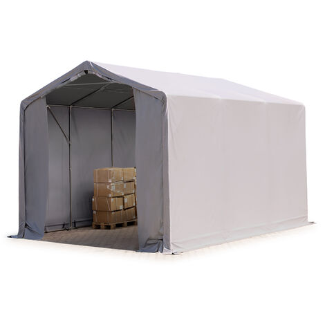 TOOLPORT Carpa almacén 3x6 m carpa industrial con 3m de altura lateral PVC 850 N 100% impermeable gris