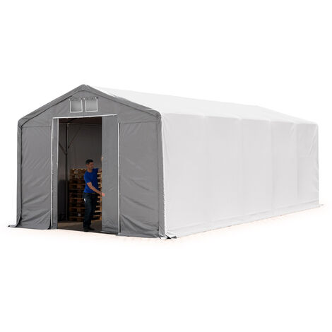 TOOLPORT Carpa almacén 6x10 m carpa industrial con 3m de altura lateral PVC 850 N 100% impermeable gris con puerta corrediza
