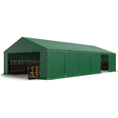 TOOLPORT Carpa almacén 6x12 m PVC 750 N impermeable verde oscuro carpa de almacenamiento con base reforzada
