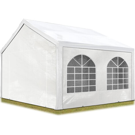TOOLPORT Carpa de fiesta de alta calidad 3x3 m carpa para fiestas carpa de lona PE 450 N carpa de jardín carpa para fiestas blanca impermeable