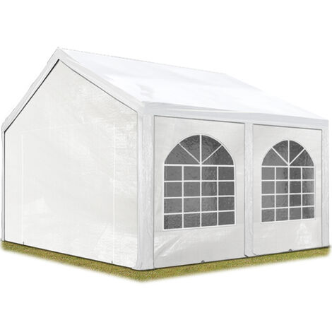 TOOLPORT Carpa de fiesta de alta calidad 4x4 m carpa para fiestas carpa de lona PE 450 N carpa de jardín carpa para fiestas blanca impermeable