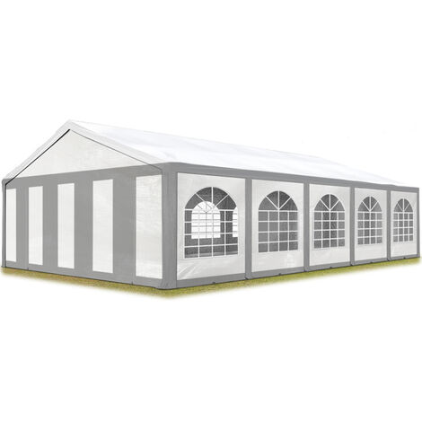 TOOLPORT Carpa de fiesta de alta calidad 5x10 m carpa para fiestas carpa de lona PE 450 N carpa de jardín carpa para fiestas gris-blanc impermeable