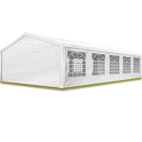 TOOLPORT Carpa para fiestas 5x10 m en blanco lona PE 350 N impermeable carpa para el jardín con protección UV