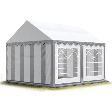 TOOLPORT Carpa para fiestas carpa de fiesta 3x4 m carpa de pabellón de jardín lona PVC 700 N en gris-blanco impermeable