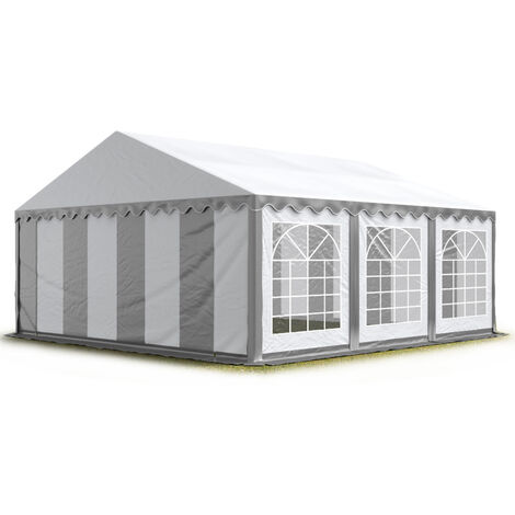 TOOLPORT Carpa para fiestas carpa de fiesta 3x6 m carpa de pabellón de jardín lona PVC 700 N en gris-blanco impermeable