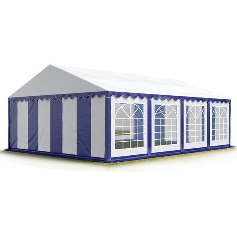 TOOLPORT Carpa para fiestas carpa de fiesta 5x8 m carpa de pabellón de jardín lona PVC 700 N en azul-blanco impermeable