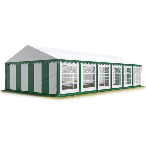 TOOLPORT Carpa para fiestas carpa de fiesta 6x12 m carpa de pabellón de jardín lona PVC 700 N en verde-blanco impermeable