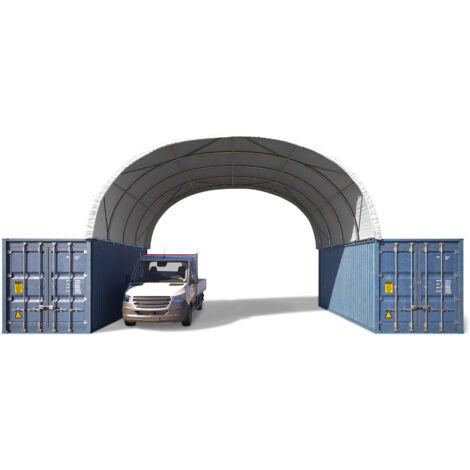 TOOLPORT Copertura per container 8x6m in PE 1400N bianco – Tenda capannone con statica, impermeabile, capannone tunnel per container, cantieri edili e agricoltura