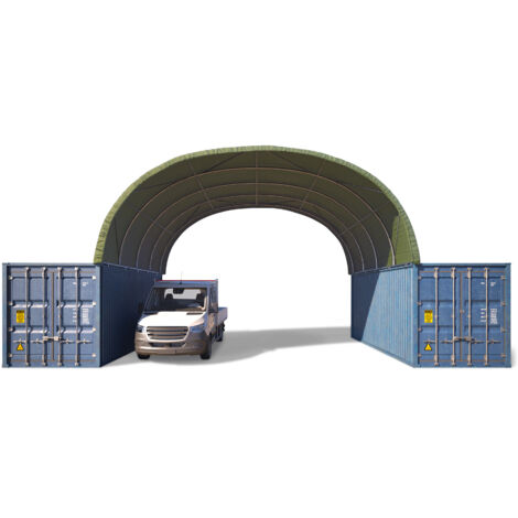 TOOLPORT Cubierta para contenedores Contop 8x6m – Lona de PVC 2300N verde oscuro – Nave industrial, carpa almacén, carpa industrial