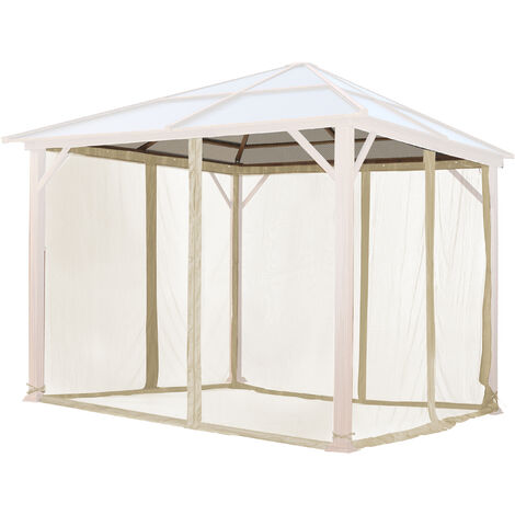 TOOLPORT Moskitonetz für Gartenpavillon Forest Deluxe 3x3 m - Polyester - Insektengitter mit Reißverschluss - champagner