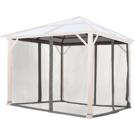 TOOLPORT Moskitonetz für Gartenpavillon Forest Deluxe 3x3 m - Polyester - Insektengitter mit Reißverschluss - grau