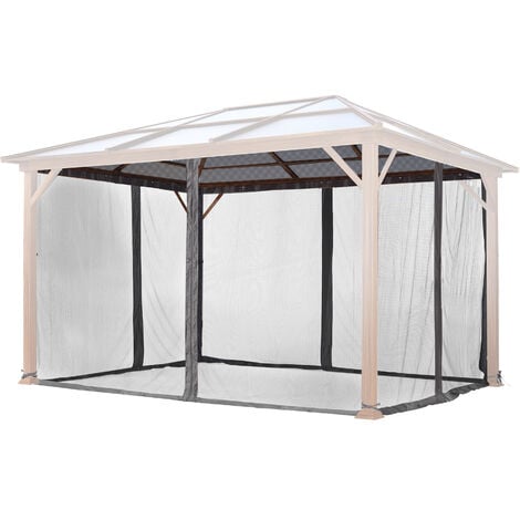 INTENT24 TOOLPORT Moskitonetz für Gartenpavillon Forest Deluxe 3x4 m - Polyester - Insektengitter mit Reißverschluss - grau