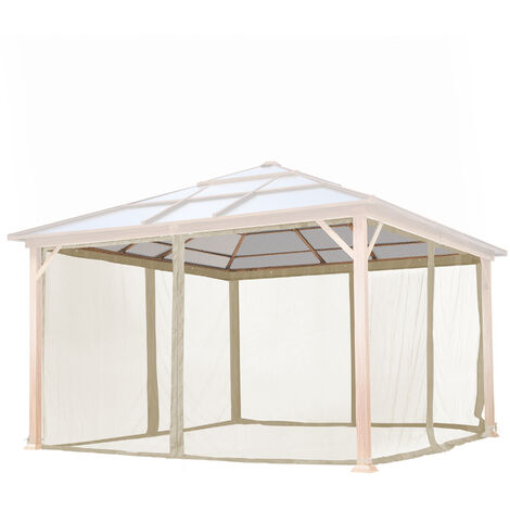 TOOLPORT Moskitonetz für Gartenpavillon Forest Deluxe 4x4 m - Polyester - Insektengitter mit Reißverschluss - champagner